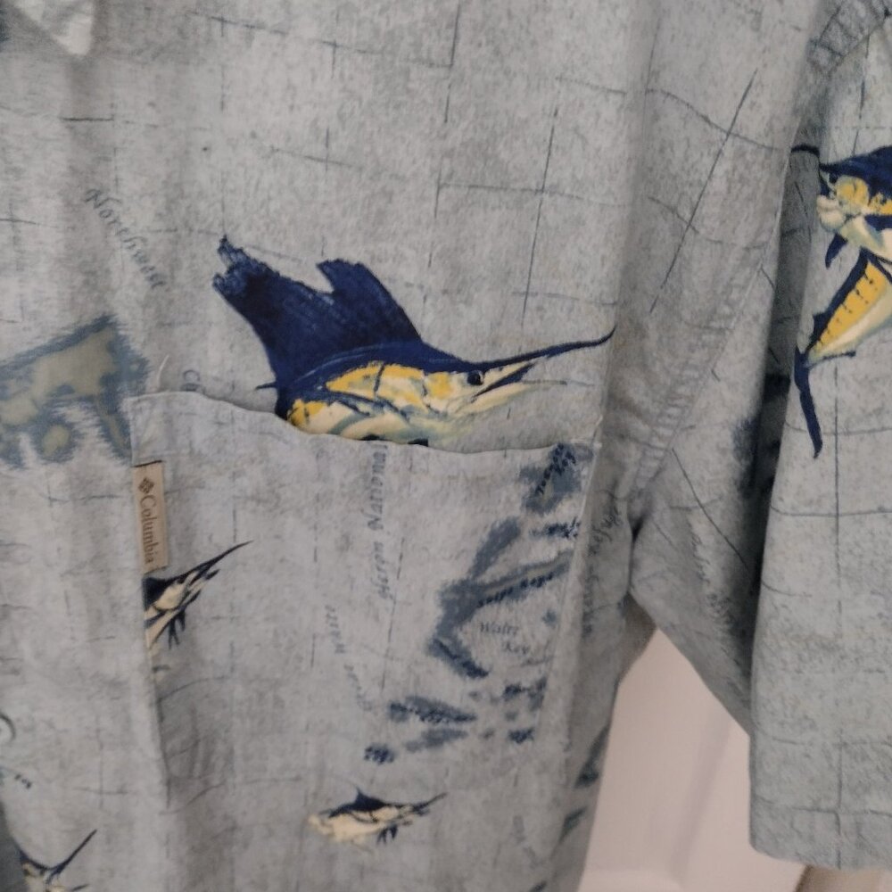 Columbia River Lodge Blue Marlin & Heron Fishing Shirt – Men’s Button-Up – NWOT - Picture 4 of 16